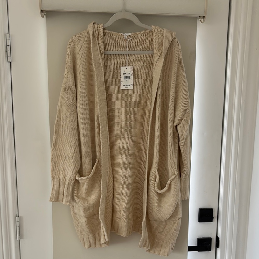 Splendid Cream Open-Front Cardigan Sweater